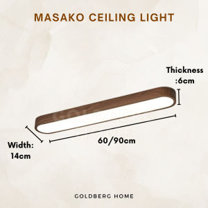 Masako Long 24W 36W 3Tone LED Ceiling Light - Light Dark Laminated Wood - 60cm 90cm Goldberg HomeFast shipping