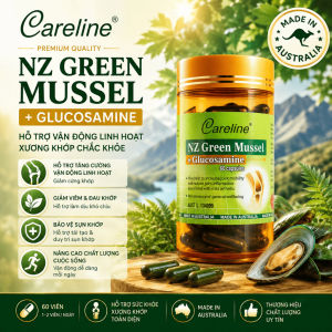 Viên Uống Bổ Khớp Tinh Chất Vẹm Xanh Careline NZ Green Mussel Glucosamine - Hỗ Trợ Giảm Đau Khớp Tái Tạo Sụn Khớp - Hộp 60 viên