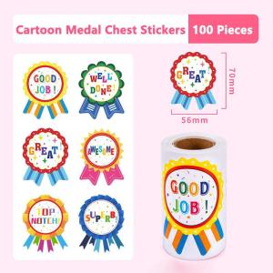 100pcs Reward Stickers Compliment Stickers Reward Labels Encourage Stickers School Day Stickers School Stickers for Kids Badge