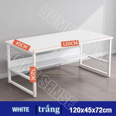 HOMESENCE Bàn làm việc học tập mặt bàn bo góc và định vị 4 lỗ bắt ốc dễ tháo lắp chân sắt sơn tĩnh điện mặt gỗ MDF cao cấp