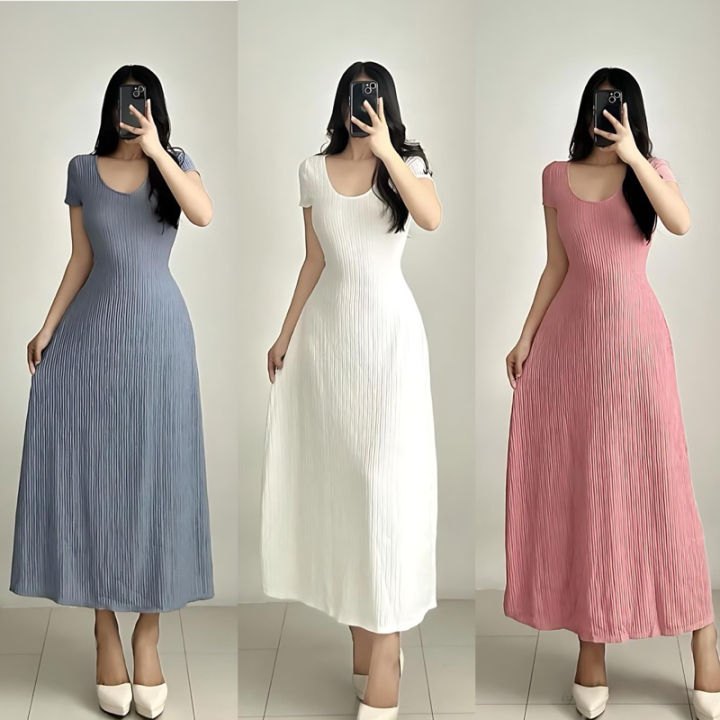 ELOVE MAXEE DRESS LONG MAXI FITTED BODYCON FLOWY PLAIN BKK PARTY