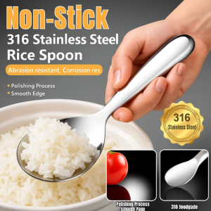 💕316 Steel Rice Spoon💕Stainless Steel Non-Stick Rice Spoon Extra Thick Rice Spoon Non-Stick Rice Spoon Rice Shovel Household Rice Spoon
