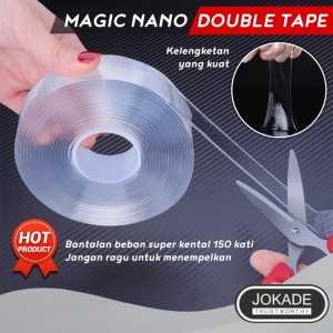 Double Tape 3Meter Bening Super Nano double tape Isolasi Bening 2 sisi Super Kuat Tanpa Bekas
