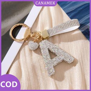 CANAMEK✨ Trắng Ban Đầu Keychain Sáng Bóng Dễ Thương Thư A-Z Móc Chìa Khóa Ba Lô Xe Phụ Kiện Chìa Khóa Dây Vài Tên Thư Mặt Dây Chuyền Quà Tặng