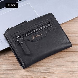#H9116 Slim Mens Short Wallet Retro PU Leather MUlti-Card Holder Dual Zipper Coin Pocket Casual Male Purse