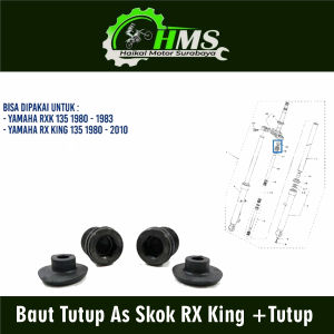 Baut Tutup As Skok RX King +Tutup (Harga Per SET) - Baud Penutup As Sekok Shockbreaker Yamaha RXK
