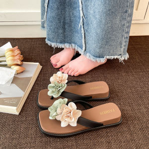 [Free Shipping] Ready-To-Ship Floral Flip-Flops For Women Summer Outdoor Wear New Fashion Wedge Heel Thick Sole Non-Slip Beach Sandals