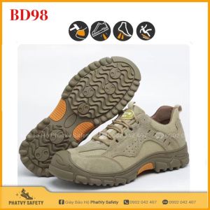 Giày Bảo Hộ Lao Động Nam Da Bò Thời Trang BD_0098 Nhẹ Bền Đẹp Mũi Sắt Chống Đinh Va Đập Trơn Trượt- TẶNG KÈM LÓT GIÀY
