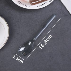 C0F0E. 250pcs Disposable Spoon And Fork/Spoon Non-Toxic Safe/Plastic Spoon And Fork Non-toxic Safe Transparent Thick Material Individually Packed Thickened Long Handle Easy.