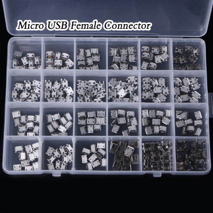 240pcs/set Micro USB Female SMT Socket Jack Set 5Pin Micro USB ...