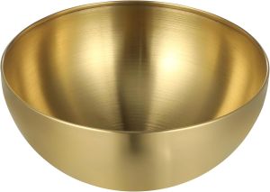 Luxshiny Gold Stainless Steel Salad Bowl 7.87 Inch Multi-Function Serving Bowl for Fruits Noodles Snacks Household Kitchen Use