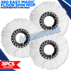 MW 3-Pieces Microfiber Cloth Refill Round Shape Replacement Mophead Washable Mop Head