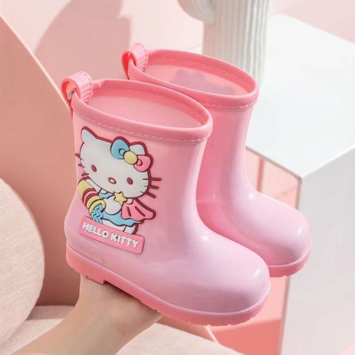 LUO-hellokitty cat children's rain shoes cute girls cartoon princess ...