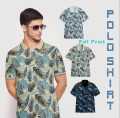 Kaos Polo Distro Dewasa Motif Daun Eksotis Lengan Pendek - COD Tersedia. 
