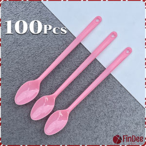 FinDee ช้อนพลาสติก 100ชิ้น  ช้อนตักของหวาน ไอสครีมแบบใช้แล้วทิ้ง Plastic spoon