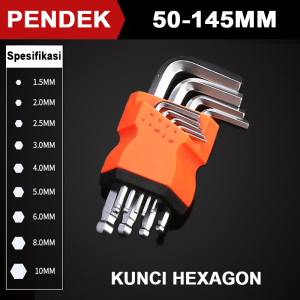 NESO Kunci L Set panjang Hex Key 9pcs Jenis Bunga S2 Ball Point Hexagon L Key Bagus Wrench Ball-Point 2
