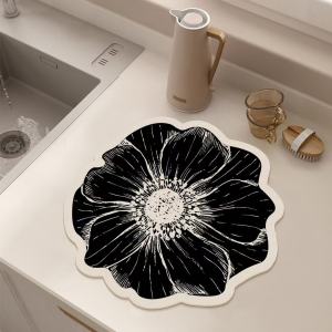 Shaped Table Mat Rose Flower Kitchen And Bathroom Drain Pad Water Absorbent Anti Slip Foot Pad
