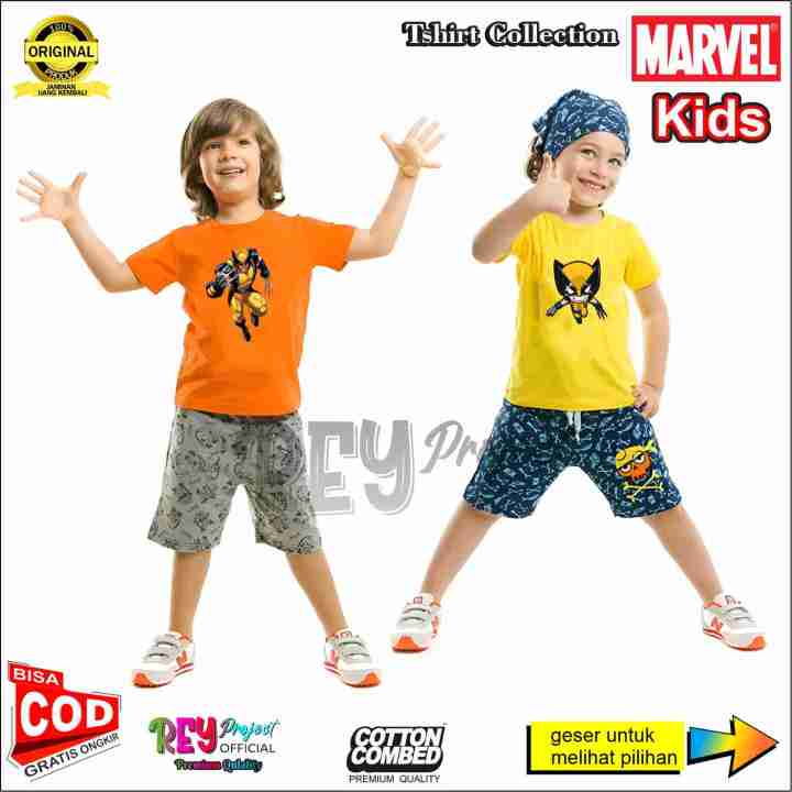 Kaos Anak  Tema Marvel 02 Premium  REYproject kids wear 1sd10 tahun Superman Hulx Xman Batman Captain America Ironman Vision Scarlet Witch Black Widow Thor