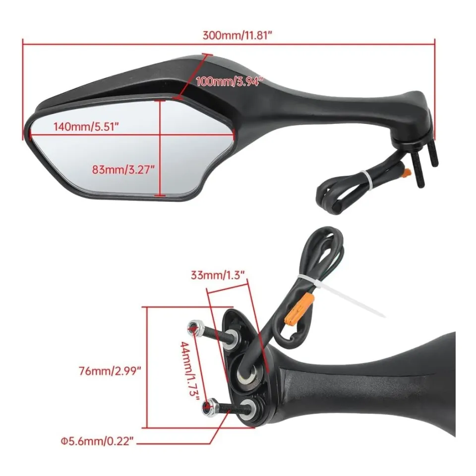 Motorcycle Rear View Side Mirrors With LED Turn Signal Light For