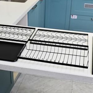 SJORAGE On Hand🔥3Tier Dish Rack Metal Plate Drying Rack Kitchen Countertop Organizer Multi-functional Drainage Rack for Plates Bowls Cups Space Saver