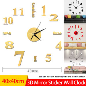 3D Wall Clock DIY Analog Mirror Surface Large Number Wall Stickers Clock Modern Home Decor Mirror Mural Vinyl Removable Sticker Art Decals #1