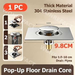 Premium 304 Stainless Steel Pop-Up Floor Drain  Anti-Odor & Anti-Clog Filter BTO & HDB Compatible Easy DIY