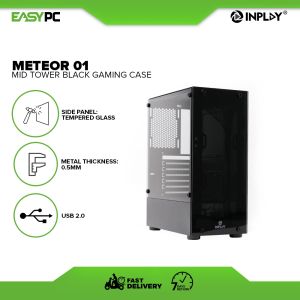 EasyPC | InPlay Meteor 01 Mid Tower Gaming PC Case Black Desktop Casings