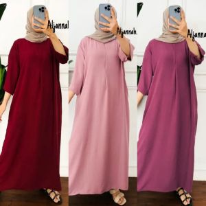 Daster Crinkle Polos Kekinian Lengan Tangan 3/4 Busui Jumbo LD 120