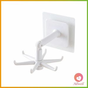 AW ตะขอติดเพดาน ติดผนัง ขอเกี่ยวหมุนได้ 360 ° ที่แขวนติดผนัง 6 แฉก Hexagonal self-adhesive hook