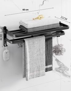 Kệ treo khăn giá treo khăn chất liệu nhôm sơn nhiệt chịu mài mòn hóa chất phòng tắm sang trọng