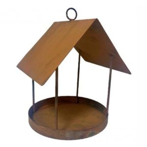 OUTOPEN Iron Hanging Bird Feeder Rain-Resistant Hut Shape Bird Feeding Station Durable Large Capacity Hummingbird Feeder Outdoor Garden Decor