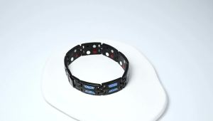 Feraco Magnetic Bracelets for Men Stainless Steel Magnet Bracelets with Unique Blue Carbon Fiber & 4 Natural Elements Adjustable with Sizing Tool