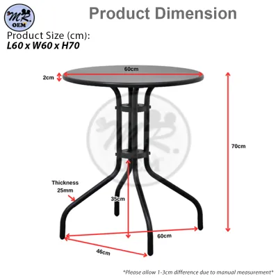 MR OEM Black Round Steel Table Dining Table Bar Minimalist Balcony Outdoor Indoor Showroom