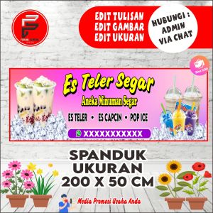Spanduk Es Teler / Banner Minuman Es Segar / Spanduk Aneka Minuman Es / Spanduk Ukuran 200x50 cm Bisa COD