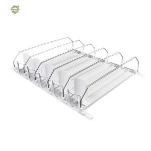 Drink Organizer Dispenser for Spring Push Beverage Rack Adjustable Width Can Shelf Pusher E-shaped Glide for Kitchen Fridge [Winnereco World]