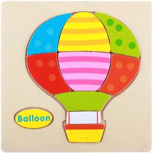 [TM55] Puzzle Timbul Kayu Persegi 15cm / Wood Jigsaw 3d Karakter Hewan Transportasi Belajar Inggris