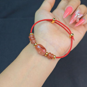 Q1929 Vòng lu thống ngũ điếu Thạch Anh Tóc Đỏ VIP hàng cao cấp chất đẹp chuẩn hàng A+ tự nhiên cho mệnh Hoả và Thổ - Phong Thuỷ TUDO