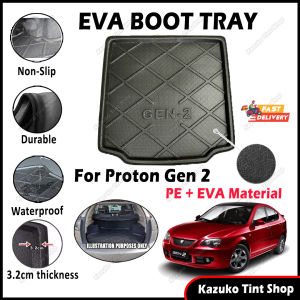 ✨ For Proton Gen-2 EVA Copolymer Car Boot Tray Luggage Cargo Trunk Tray Dulang But Kereta Durable Easy Clean 100% Custom Fit Waterproof Tahan Lama Senang Pasang Senang Cuci Kalis Tahan Lama Air 汽车后箱垫