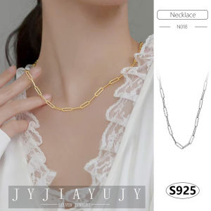 JYJIAYUJY 100% Sterling Silver S925 Necklace Starry Cutting Chain Shape Korean Fashion Style Casual Elegant Daily Trendy Birthday Hypoallergenic Fine Female Jewelry Gift N018