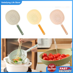 1Pc Noodle Vegetable Drain Spoon Kitchen Silicone Long Handle Draining Filter Spoon High Temperature Resistant