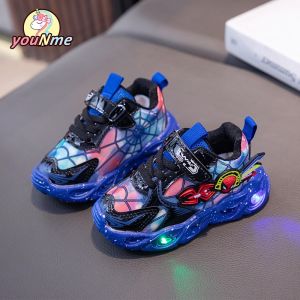 youNme Shoes With Lights For Kids Boys Fashion Sapatos Korean Rubber Shoes 1 To 5 Years Old