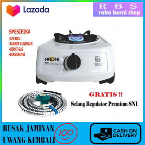 Kompor Gas HACHI Putih 1 Tungku Paket Kompor Bonus Selang Gas + Regulator / Kompor Gas 1 Tungku Berkualitas GRATIS ONGKIR BAYAR DITEMPAT ( COD )