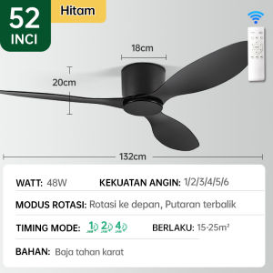 【COD】Lampu kipas angin gantung plafon 2 in1 52inci kipas gantung hias 3 warna LED kipas angin lampu
