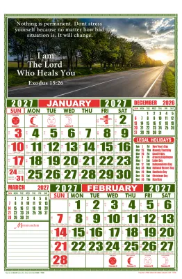 2027 Calendar Bible Verse With High Tide and Low Tide Green best seller
