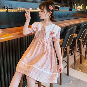 KYII Kids Girls Summer Round-neck Dress Casual Loose Dress kyii0123
