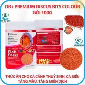 Thức ăn cá cảnh thuỷ sinh tăng màu tăng miễn dịch Dr+ Premium Discus Bits Colour gói 100g