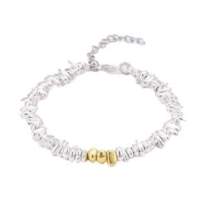 CHARMST Silver Gold Color Anti-static Bracelet Adjustable Irregular Geometric Beads Bracelet Fashion Punk Hematite Electroplated Bracelet Women/Men