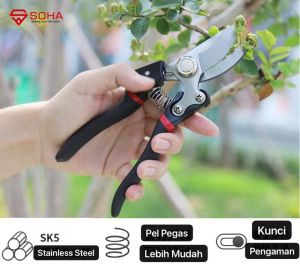 KBN-10 Gunting Berkebun Baja Karbon SK5 Gardens Pruning Scissors Bagus Tahan Lama Potong Ranting
