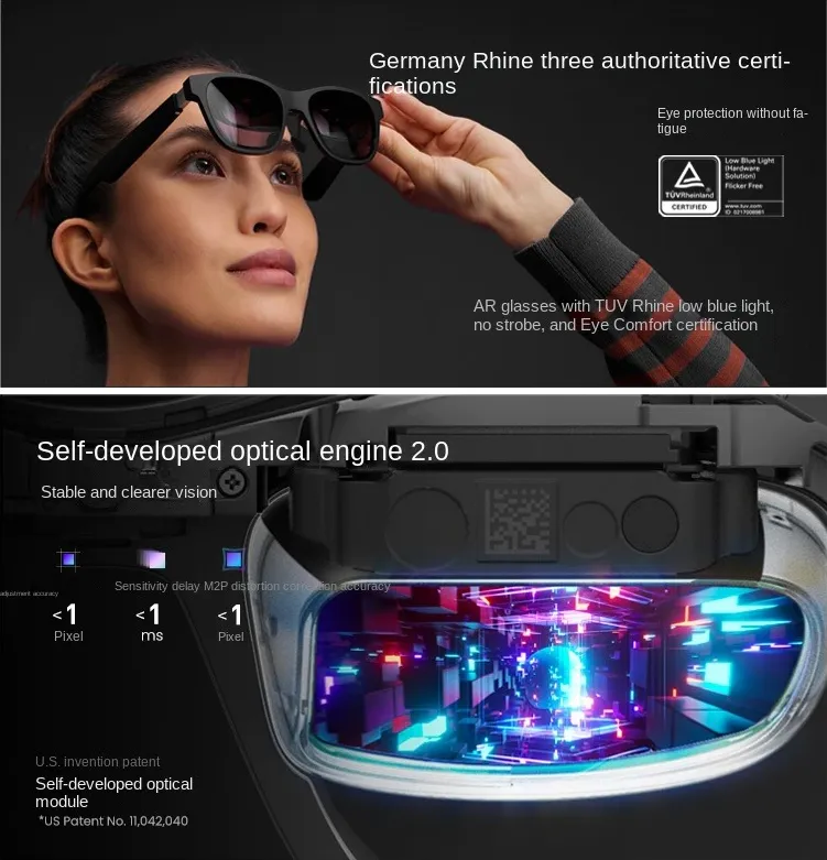 XREAL Air AR Glasses Smart Glasses with Massive 201 Micro-OLED Virtual  Theater, Gaming, Stream, Black 