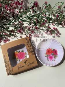 (Souvenir Thalita)Isi 50 Pcs Souvenir Mangkok Sambal BULAT kemasan BOX Motif Bahan Melamin Sovenir Pernikahan Murah